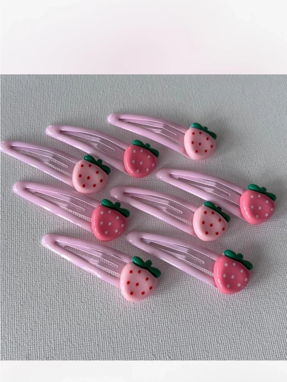 Set of Pink Strawberry Snap Hair Clips